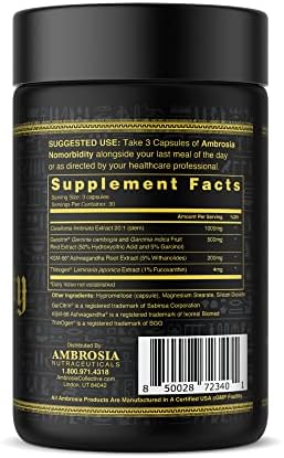 Ambrosia Nomorbidity Advanced Appetite Control & Hunger Management Formula Appetite Suppressant & Mood Support With Ksm-66 Ashwagandha Garcitrin And Thinogen