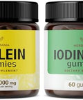 Herbamama Mullein Leaf And Iodine Kit - Bundle Of 2000Mg Mullein Leaf Extract Gummies & Potassium Iodine With Zinc & Sele Gummies - Vegan Non-Gmo Pectin-Based - 2 Pack