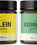 Herbamama Mullein Leaf And Iodine Kit - Bundle Of 2000Mg Mullein Leaf Extract Gummies & Potassium Iodine With Zinc & Sele Gummies - Vegan Non-Gmo Pectin-Based - 2 Pack