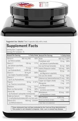 Youtheory High Potency Multi Glp-1 Support High Absorption Multivitamins For Immune Support and Bone Health Gentle On Stomach Vitamin D, C, Iron and More 150 Vegetarian Capsules