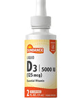 Sundance Liquid Vitamin D3 5000 IU 2 Fluid Ounces Essential Vitamin Liquid Drops Vegetarian NonGMO and Gluten Free Supplement