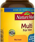 Nature Made Multivitamin For Him With No Iron, Mens Multivitamins For Daily Nutritional Support, Multivitamin For Men, 90 Tablets, 90 Day Supply
