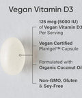 Sports Research Vegan Vitamin D3 5000Iu (125 Mcg) With Coconut Oil 100 Plant-Based Vitamin D For Bone Joint & Immune Support Carrageenan Free Vegan Certified & Non-Gmo Verified (60 Softgels)