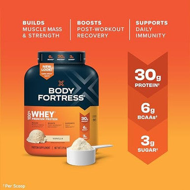 Body Fortress 100% Whey Protein Powder Vanilla & Chocolate 3.9Lbs (Packaging May Vary)