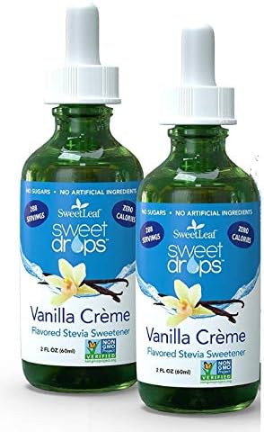 SweetLeaf Sweet Drops Flavored Stevia Liquid Sweetener Organic Stevia Extract Zero Calorie Keto Friendly Non GMO Natural Flavor Sugar Alternative Vanilla Creme 2 Fl Oz (Pack of 2)