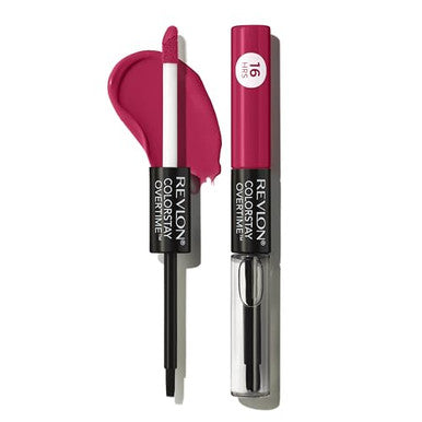 Revlon Liquid Lipstick With Clear Lip Gloss Colorstay Overtime Lipcolor Dual Ended With Vitamin E 010 Non-Stop Cherry 0.07 Fl Oz