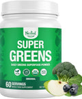 Nested Naturals Super Greens Daily Superfood Powder Usda Organic Green Powder W/20+ Whole Foods Spirulina Powder Wheat & Barley Grass Probiotics Fiber & Enzymes Original Flavor 60