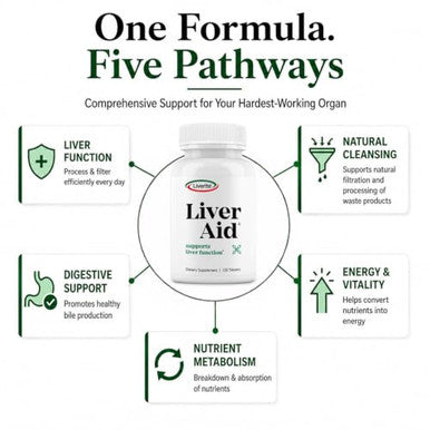 Liverite Liver Aid Liver Support Supplement With Amino Acids Choline & 120 Tablets