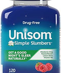 Unisom Simple Slumbers Drug Sleep Aid Gummies Melatonin 5Mg Sleep Support For Adults Midnight Raspberry Flavor 120 Count