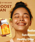 Ivybears Glow Tanning Gummies - Beta Carotene Vitamin A C D2 & E - [Ai Tanning Specialist Ada] Supports Healthy Tan & Glow - Vegan & Made In Germany - Pack Of 60 - Boost Tan