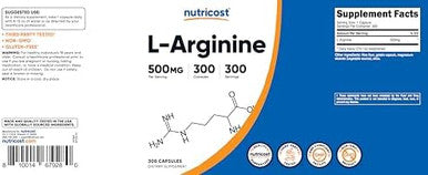 Nutricost L-Arginine 500Mg, 300 Capsules - Gluten And Non-Gmo
