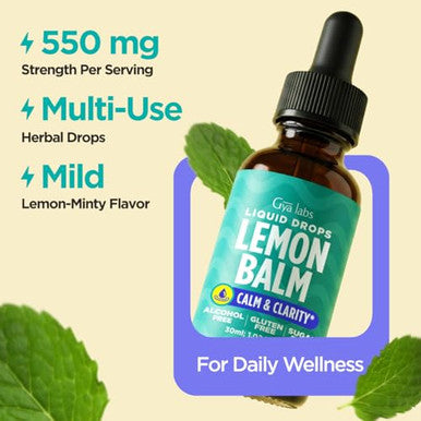 Gya Labs Lemon Balm Drops - Alcohol Free Lemon Balm Tincture Extract Liquid Drops For Digestion & Relaxation - Mix In Tea Coffee & More - 1 Fl Oz 42 Servings Non-Gmo