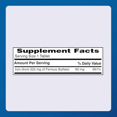 Major Ferosul - Ferrous Sulfate 325Mg Tablets With 65Mg Of Elemental Iron - Iron Supplement For Women, Men - Red - 100 Tablets - Pack Of 1