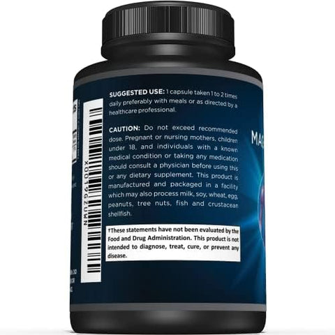 Sunergetic Premium Magnesium Citrate Capsules " Powerful 500Mg Magnesium Oxide & Citrate Supplement " Helps Support Healthy Bones Muscles Teeth Energy & Relaxation " 120 Vegetable Capsules