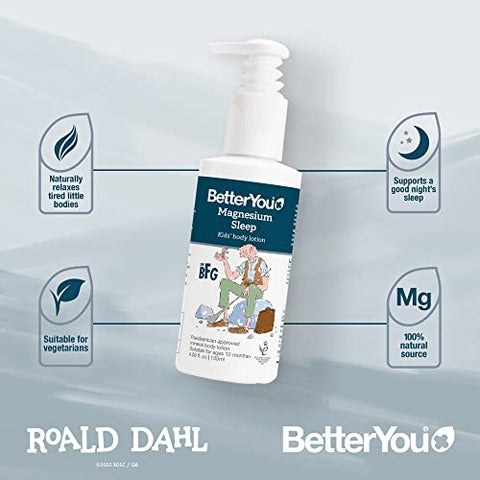 Betteryou Magnesium Sleep Body Lotion - Relaxing Kids Body Lotion - Magnesium Cream With Lavender And Chamomile - For Children One And Up 4.56 Oz