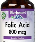 Bluebonnet Nutrition Folic Acid 800Mcg Healthy Neurological Development Soy Dairy & Gluten Nongmo Kosher Vegan Vegetable Capsules 180 Count