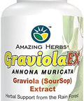 Amazing Herbs Graviolaex Anona Muricata - 100% Pure Graviola (Soursop) Extract, Natural Health From The Rain Forest, Herbal Dietary Supplement - 60 Count (Pack Of 1)