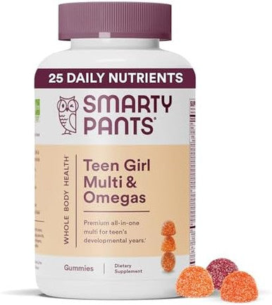 Smartypants Teen Guy Multivitamin Gummies: Omega 3 Fish Oil (Epa/Dha), Vitamin D3, C, Vitamin B12, B6, Vitamin A, K & Zinc, Gluten Free, Three Fruit Flavors, 120 Count (30 Day Supply)