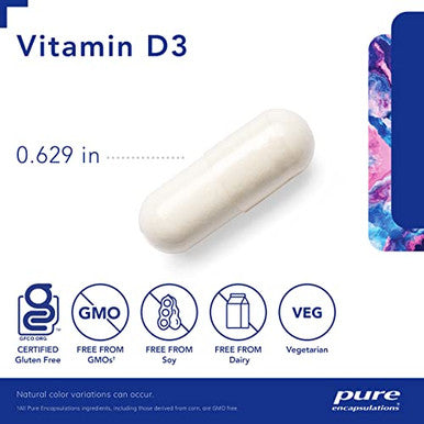 Pure Encapsulations Vitamin D3 1000 IU 60 vcaps