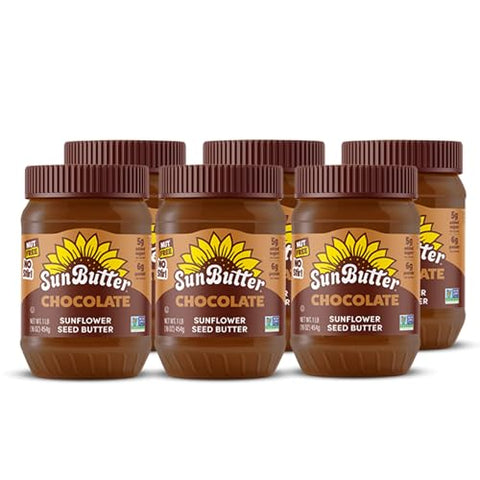 SunButter Chocolate Sunflower Seed Butter 16 oz (6 Pack of 6) Nut Free Spread with 7g PlantBased Protein Roasted Rich & Savory Flavor Smooth Texture Vegan Kosher & NonGMO