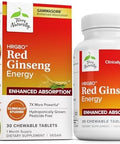 Terry Naturally Hrg80 Red Ginseng Energy Support Healthy Energy & Focus Herbal Supplement With Korean Red Ginseng Root Powder Vegan Tablets To Aid Healthy Endurance 30 Chewable Tablets