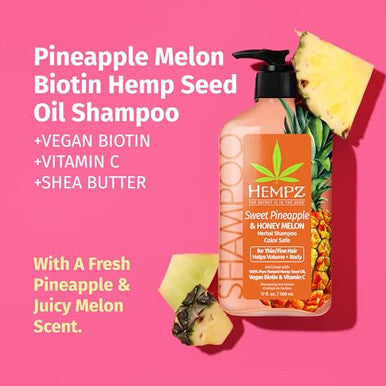 Hempz Biotin Hair Shampoo - Original Light Floral & Banana - For All Hair Types Growth & Strengthening Of Dry Damaged And Color Treated Hair Hydrating Softening Moisturizing - 17 Fl Oz