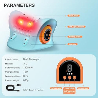 Gysien Neck Massager Neck And Shoulder Relaxer With Heat 3 Modes Portable Pillows For Pain Relief And Muscle Relax 26 Angle Cervical Traction Device For Back Shoulder