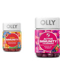 Olly Kids Immunity Gummy Immune Support Wellmune Elderberry Vitamin C Zinc Chewable Supplement Cherry - 50 Count & Gummy Active Immunity Elderberry 45 Gummies (1 Pack) Berry Flavor