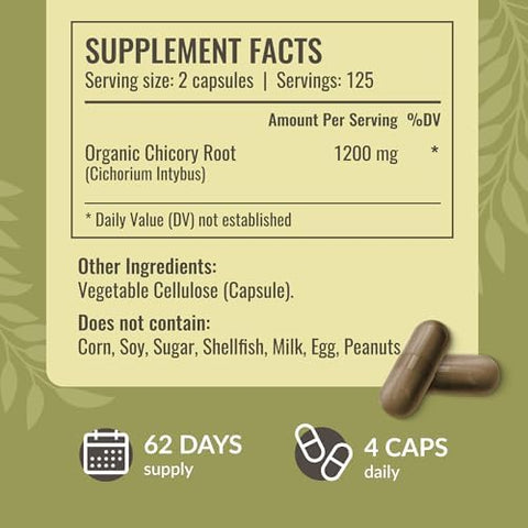 Herbamama Chicory And Milk Thistle Kit - Bundle Of 1200 Mg Chicory Root Capsules & Milk Thistle Tincture 4 Fl Oz - Vegan Non-Gmo Sugar & Alcohol- - 2 Pack