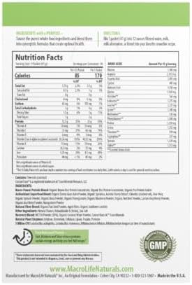 Macrolife Naturals Macromeal Vegan Vanilla Superfood Supplement Powder Protein + Greens Probiotics Digestive Enzymes Fiber - Energy Detox Immune - Non-Gmo Gluten-- 10 Packet Servings