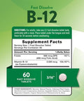 Nature's Truth B12 Vitamin 60 Fast Dissolve Tablets 2500 mcg with Folic Acid Vegan NonGMO and Gluten Free with Folic Acid Vegan NonGMO and Gluten Free