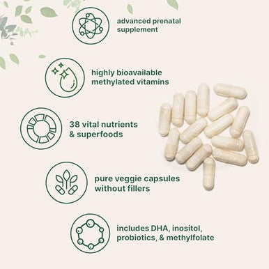 Micro Ingredients Prenatal Vitamins For Women 38-In-1 With Folate Dha Choline Iron Probiotics Inositol & Vitamin C D B Complex No Fillers 240 Veggie Capsules