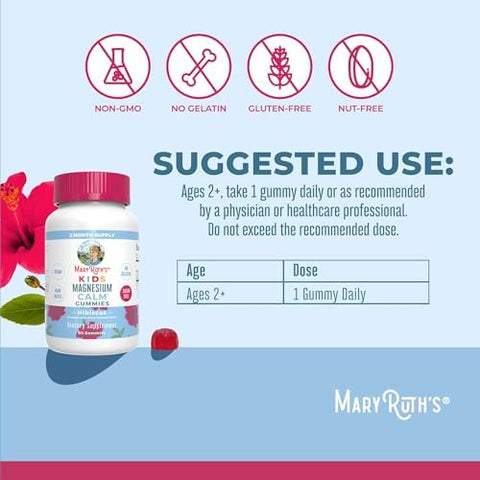 Maryruth Organics Multivitamin (Strawberry) And Magnesium Calm Gummies (Hibiscus) For Kids Clean Label Project Verifieda' Vitamins For Overall Wellness And Sleep Vegan NonGmo Gluten