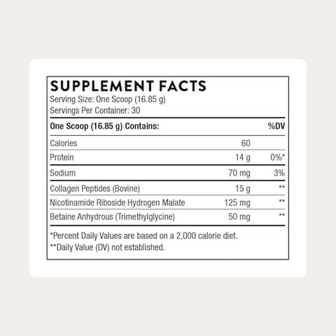 Thorne - Collagen Fit - Unflavored Collagen Peptides Powder With Nicotinamide Riboside - 15G Of Collagen Peptides And 14G Protein Per Serving - Nsf Certified For Sport - 17.8 Oz 30 Servings
