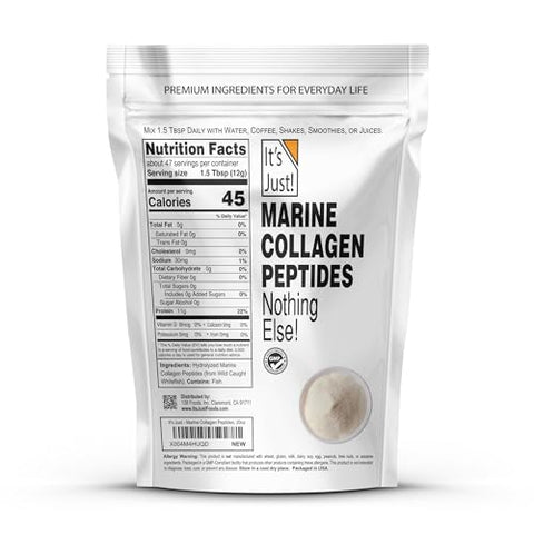 It'S Just Marine Collagen Peptides Powder - Unflavored Gluten Free Non-Gmo Heavy Metal Tested 20Oz