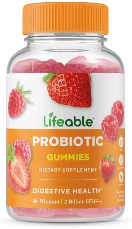 Lifeable Probiotic 2 Billion Cfu + B Complex Gummies Bundle Great Tasting Vitamin Supplement Gluten Gmo Chewable Gummy