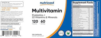Nutricost Multivitamin With Probiotics 120 Vegetarian Capsules - Packed With Vitamins & Minerals