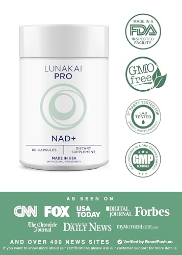 Lunakai Pro Usa Made Dual-Pathway Nad Formula With Nr & Resveratrol Natural Nad Supplement For Women & Men Healthy Aging & Cellular Health Support 60Ct