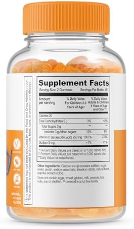Lifeable Vitamin C Kids + Calcium With Vitamin D Kids Gummies Bundle Great Tasting Vitamin Supplement Gluten Gmo Chewable Gummy