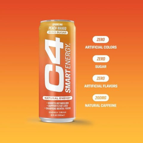 C4 Smart Energy Drink - Sugar Free Performance Fuel & Nootropic Brain Booster, Coffee Substitute or Alternative | Watermelon Burst 12 Oz - 12 Pack