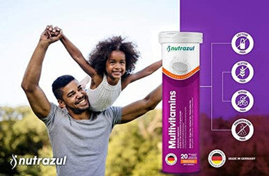 Nutrazul Multivitamin Effervescent Tablets 60 Tablets Immune Support With 9 Essential Vitamins Perfect For Daily Wellness For Adults & Kids Orange Flavor