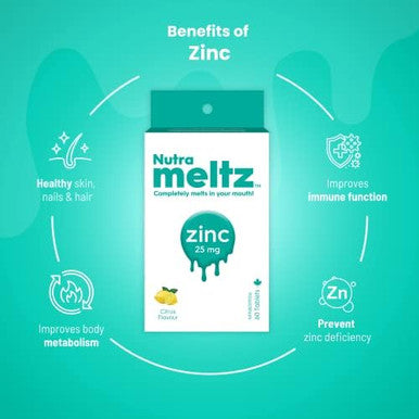 Nutrameltz Zinc 25 Mg Supplement ÃƒÂ¢Ã¢â€šÂ¬Ã¢â‚¬Å“ Dietary Immune Support Supplement, Promotes Healthy Hair & Nails, Boost Metabolism Quick Dissolving ÃƒÂ¢Ã¢â€šÂ¬Ã¢â‚¬Å“ Mouthwatering Lemon Flavor (60 Tablets)
