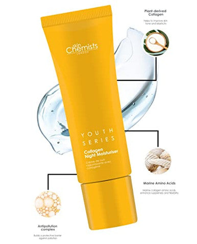 Skin Chemists Collagen Anti Aging Night Moisturiser Anti Aging Skin Care Face Moisturiser Cream Enriched With Plant-Based Collagen Marine Amino Acids & Coconut Oil - Daily Anti Aging Skin Care 50Ml