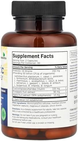 Futurebiotics Probiotic Plus Prebiotic 50 Billion Cfu 60 Vegetarian Capsules (25 Billion Cfu Per Capsule)
