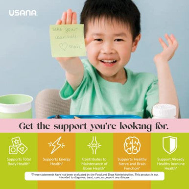 Usana Usanimals Multivitamin For Kids - Daily Chewable Tablets With Vitamins A C D E B6 B12 Zinc Iron - Supports Immune Bone & Brain Health - Essential Nutrients For Ages 2-12 56 Tablets
