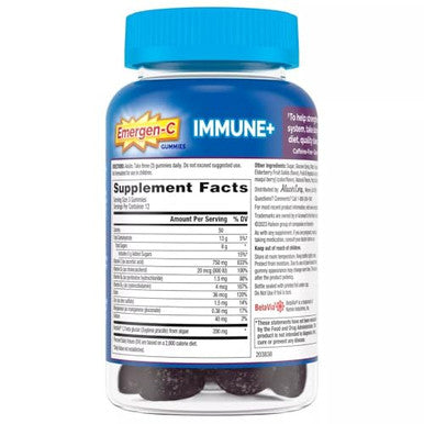 Emergen-C Immune Elderberry Gummies 750 Mg Vitamin C With Vitamin D Zinc And Electrolytes Immune Support Dietary Supplement Caffeine Free Gluten Free Elderberry Flavor 36 Count
