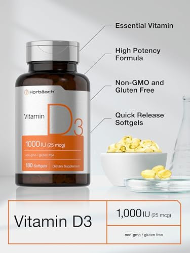 Horbaach Vitamin D3 Softgels 180 Count 1000Iu