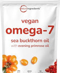 Micro Ingredients Vegan Omega-7 Sea Buckthorn Oil 240 Vegetarian Softgels 2-In-1 With Evening Primrose Oil Plant Based Botanical Oil Blend Non-Gmo Gluten & Carrageenan Free