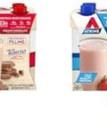 Atkins Creamy Chocolate Meal Size Protein Shake & Strawberry Protein Shake 15G Protein Low Glycemic 2G Net Carb 1G Sugar Keto Friendly 12 Count