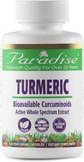 Paradise Organic Turmeric Rhizome 4:1 Extract Active Whole Spectrum Extract Super Potent Ultra Pure Vegan Nongmo Gluten 90 Vegetarian Capsules